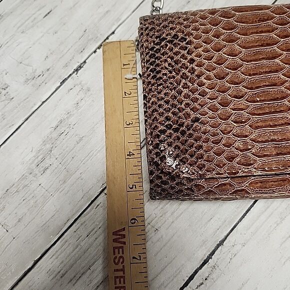 Lulu Townsend Faux Brown Snakeskin Chain Shoulder/Clutch Bag Silver Hardware - Picture 4 of 8